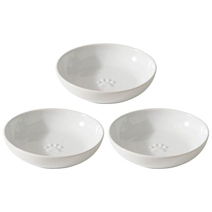 Havniva Ceramic Cat Bowl Whisker Friendly 5.5” Cat Dishes Shallow Cat Food Bowl Anti-Slip Pet Water Bowls for Indoor Cats, Wide Cat Food Dish Prevent Whisker Fatigue (3 Pack) - color: White - B