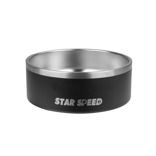 StarSpeed 42oz Stainless Steel Dog Bowls with Rubber Bottom Non-Slip Double Wall Metal Outdoor Dog Food and Water Bowls Weighted Insulated Pet Feeding Bowl for Small,Medium Sized Dogs or Cats - color: Black, size: 42oz