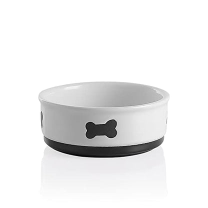 Sweejar Ceramic Dog Bowls with Bone Pattern, Dog Food Dish for Medium Dogs, Porcelain Pet Bowl for Water 35 Fl Oz (White) - color: White, style: Bone Pattern,6.8"x 2.9"(35 Fl Oz)