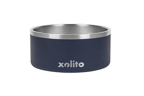 Xolito Pets Stainless Steel Dog Bowl 64 oz - Non-Slip Insulated Water Bowl for Large Dogs - Heavy Duty Double Wall Metal Feeder for Food & Water, Dishwasher Safe (Blue) - color: Blue