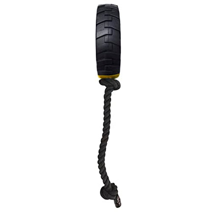 Tonka Mega Tread Rope Tug Dog Toy, Lightweight, Durable and Water Resistant, 15 Inches, for Medium/Large Breeds, Single Unit, Yellow/Black - size: 15 in Mega Tread