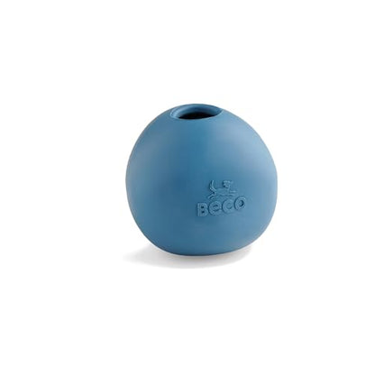 Beco Natural Rubber Wobble & Stuffable Ball Fetch Dog Toy, Perfectly Crafted for Endless Fun, Interactive Bouncing, and Treat-Dispensing Challenges. Suitable for All Dog and Puppy Size, Blue