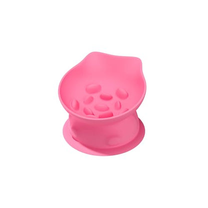 Slow Feed Cat Bowl, Elevated Cat Food Dish with Tilted Design, Dual-Use for Dry and Wet Food, Anti-Vomit, Anti-Choking, Easy to Clean - color: Pink, size: Medium