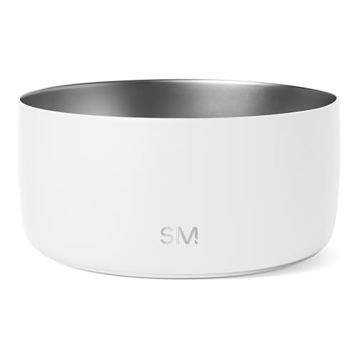Simple Modern Stainless Steel Pet Water Bowl for Dogs & Cats | Reusable Insulated Stainless Steel Food Bowls for Dog Cat | No Tip No Slip BPA Free | Bentley Collection | Large (64oz) | Winter White - color: -Winter White, size: 8 Cups
