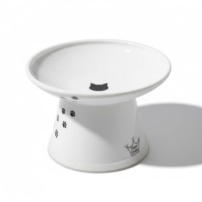 Necoichi Elevated Cat Food Bowl, Ceramic (Porcelain), Whisker-Friendly, Dishwasher & Microwave Safe, Non-Slip Silicone Base, Anti-Vomiting & Neck Fatigue (Cats, Extra Wide, 2-Cups Capacity) - color: Cat, size: Large Extra Wide Flat (2 Cups)