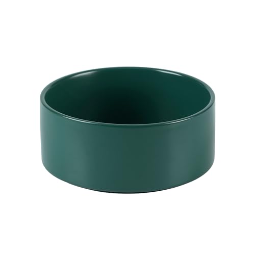 Havniva 6.1” Dog Bowl Ceramic Dog Food and Water Bowl, Durable Dog Water Bowl with Non-Slip Rubber Base Large Capacity Feeding Dishes for Small & Medium Dogs - color: Matte Dark Green, size: 6.1 Inch