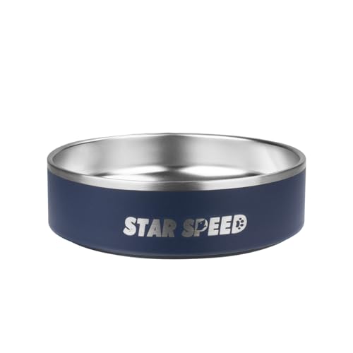 StarSpeed 24oz Stainless Steel Dog Bowls with Rubber Bottom Non-Slip Double Wall Metal Outdoor Dog Food and Water Bowls Weighted Insulated Pet Feeding Bowl for Small,Medium Sized Dogs or Cats - color: Navy Blue, size: 24oz