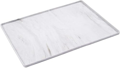 Messy Mutts Silicone Non-Slip Dog Bowl Mat with Raised Edge and Two Sides Reinforced with Metal Rods, Medium, 20" x 12", Dark Grey