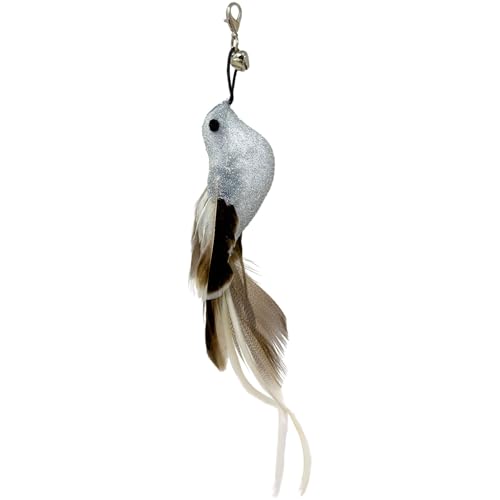 Whiskertons Interactive Bird Simulation Cat Toy Set, Interactive Cat Toys for Indoor Cats, Cat Feather Toy, Self-Holding Suction Base, 5 Replacement Birds, Feathers & Bells (5 Replacement Birds)