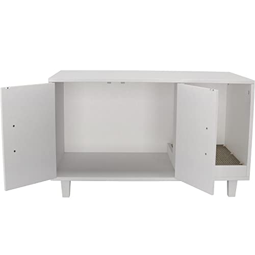 GDLF Modern Wood Pet Crate Cat Washroom Hidden Litter Box Enclosure Furniture House as Table Nightstand with Scratch Pad,Stackable (White) - color: White