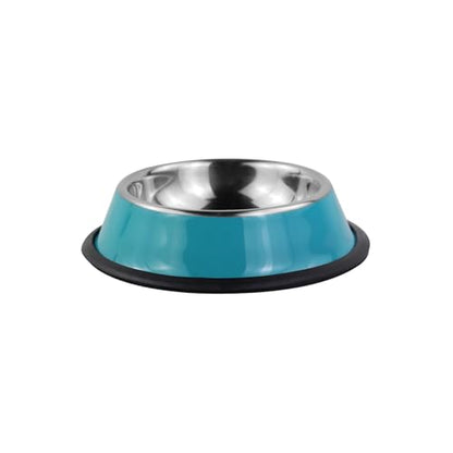 Cute Stainless Steel Dog Bowl, Practical Non-Slip Pet Food Water Bowl for Cats and Small Dogs, Portable Kitten Snack Feeding Bowls with Removable Rubber Base for Travel, Daily Use (Blue) - color: Blue