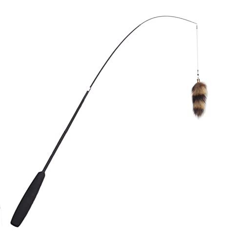 Fosrion Real Raccoon Tail Fur Cat Bites Toy with Three Section Retractable Carbon Fiber Rod (Raccoon, Tail & Fishing Rod) - color: Raccoon