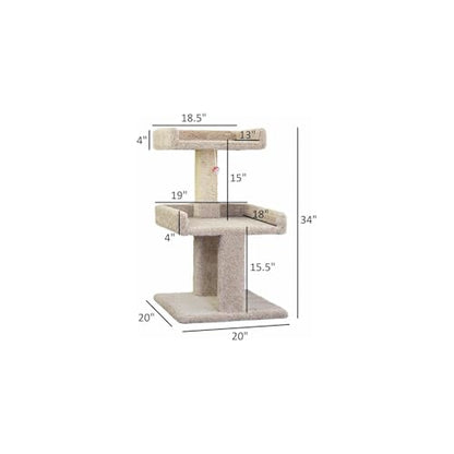 HomeStock Cat Tree Perch for Large Cats - Durable Cat Play Tower Beige - color: Beige