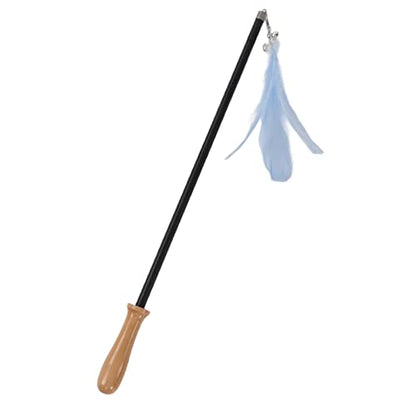 Retractable Cat Teaser Wand, 38.8in Telescopic Feather Toy with Carbon Fiber Rod and Bell for Indoor Kittens (Blue) - color: Blue