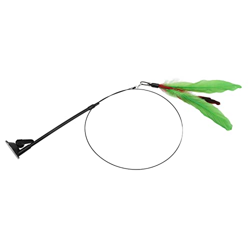 VINGVO Suction Cup Cat Toys for Indoor Cats, Cat Toy Handheld Teaser Wand Toy Interactive Cat Toy Hanging Door Kitten Toys for Kitty Kitten Scratching Exercise Indoor (Green - size: green feather