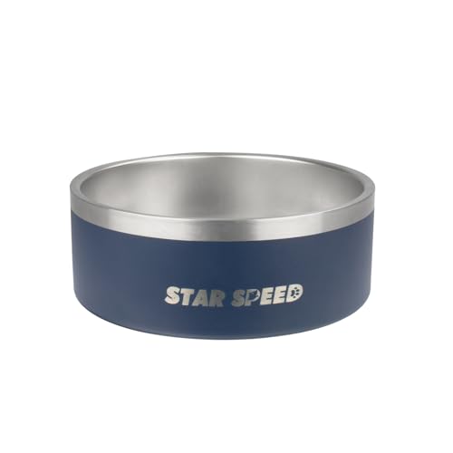 StarSpeed 42oz Stainless Steel Dog Bowls with Rubber Bottom Non-Slip Double Wall Metal Outdoor Dog Food and Water Bowls Weighted Insulated Pet Feeding Bowl for Small,Medium Sized Dogs or Cats - color: Navy Blue, size: 42oz