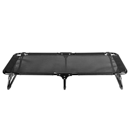 Foldable Elevated Dog Bed for Medium Sized Dogs, 36"x23"x7" Raised Pet Bed with No Setup, Outdoor Dog Bed with Breathable Mesh, Non-Slip Feet Durable Dog Cots Bed, Black