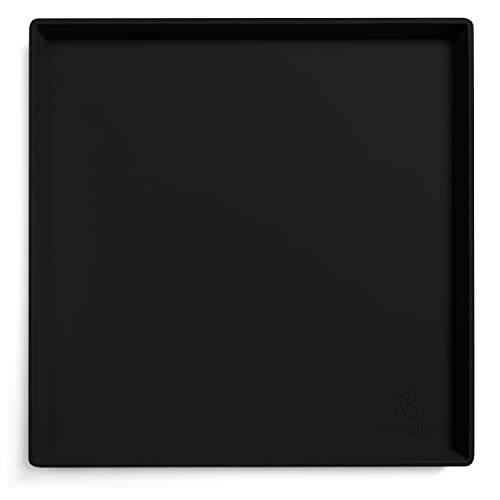 DogBuddy Dog Food Mat – Waterproof Dog Bowl Mat for Food and Water, Silicone Pet Feeding Mats for Floors, Non-Slip Placemat with High Edges for Dogs Bowls, Puppy Essentials (XS: 11" x 11", Black) - color: Black, size: XS: 11" x 11"