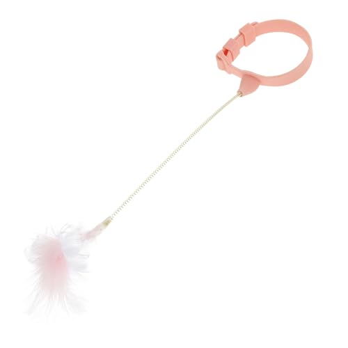 Toddmomy Interactive Cat Teaser Feather Wand with Bell, Sturdy Spring Rod for Indoor Play, Pink Kitten for Cat Exercise and Mental Stimulation