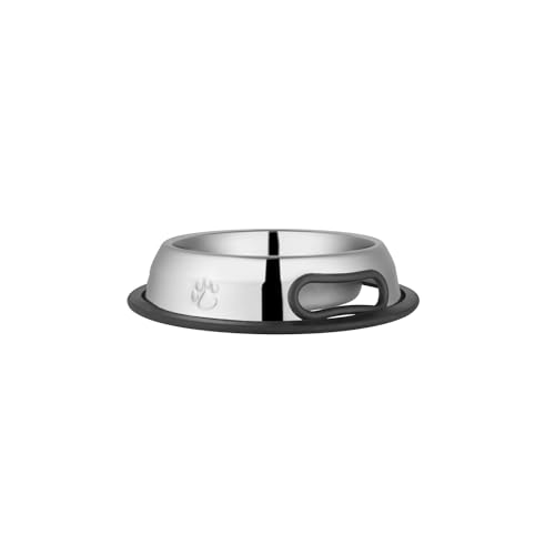 Jeffers Pet Embossed No Tip Anti-Skid Stainless Steel Dog Cat Puppy Kitten Bowls – Rubber Base Food Water Dish for Home Travel Camping Kennel, Durable Dishwasher Safe Feeding Bowl - 16 oz (1 Pint) - size: 16 oz (1 Pint)