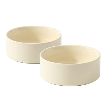 Havniva Cat Bowls Water Bowl Set of Two, 5.1” Ceramic Cat Food and Water Bowl Whisker Friendly Pet Food Bowls for Indoor Cats, Wide Cat Water Dish Prevent Whisker Fatigue Non Slip Cat Feeder - color: 2 x Bowl - Light Yellow