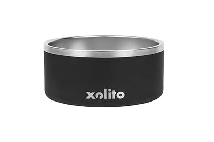 Xolito Pets Stainless Steel Dog Bowl 64 oz - Non-Slip Insulated Water Bowl for Large Dogs - Heavy Duty Double Wall Metal Feeder for Food & Water, Dishwasher Safe (Black) - color: Black