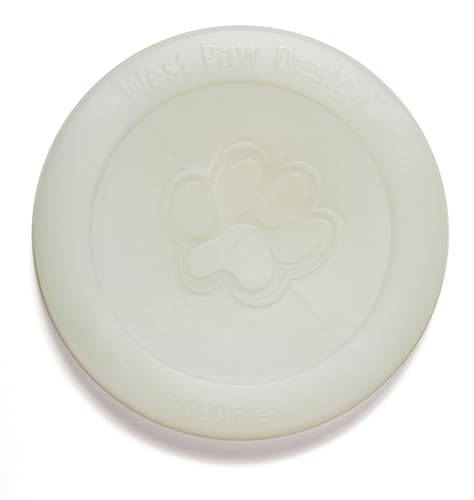 WEST PAW Zogoflex Zisc Dog Flying Disc, High Flying Aerodynamic Disc for Dogs Puppy – Lightweight, Floatable Disc for Fetch, Tug of War, Catch, Play – Doubles as Food/Water Bowl, Large 8.5", Glow - color: Glow, size: Large