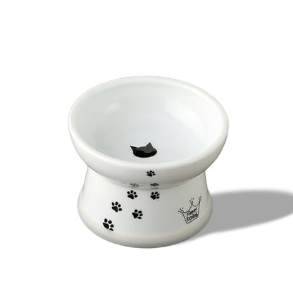 Necoichi Raised Cat Food Bowl – Ceramic Elevated Cat Bowl for Whisker & Neck Fatigue, Dishwasher Microwave Safe – Non-Slip & Anti Vomiting Ergonomic Design (Cats, Regular, 1-Cup Capacity) - color: Cat, size: Small Flat (1 Cup)