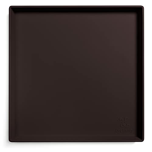 DogBuddy Dog Food Mat – Waterproof Dog Bowl Mat for Food and Water, Silicone Pet Feeding Mats for Floors, Non-Slip Placemat with High Edges for Dogs Bowls, Puppy Essentials (XS: 11" x 11", Coffee) - color: Coffee, size: XS: 11" x 11"