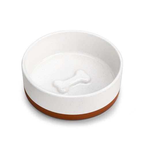 MALACASA Dog Bowls, Ceramic Dog Food and Water Bowls for Small Size Dogs, 1.5 Cups Capacity Pet Bowl for Puppy & Cats (S-1.5 Cups) - color: Vanilla White（1 PC）, size: S-1.5 Cups