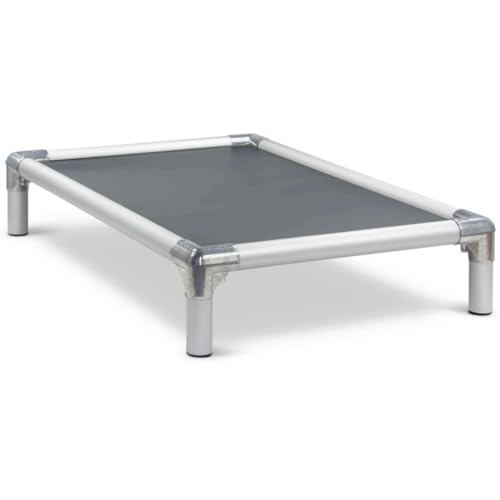Kuranda Chewproof Elevated Dog Bed - Silver Aluminum - 50" x 36" - Heavy Duty Vinyl - Smoke - color: Smoke, size: XX-Large