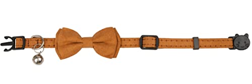 Cat Collar with Bow Tie Bell Breakaway Kitten Small Pet Safety Solid Wedding Basic Pure Color Suede Soft Adjustable [1pc] Khaki - color: [1pc] Khaki