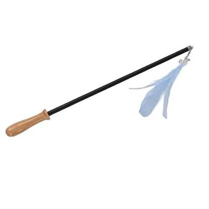 Retractable Cat Teaser Wand, 38.8in Telescopic Feather Toy with Carbon Fiber Rod and Bell for Indoor Kittens (Blue) - color: Blue