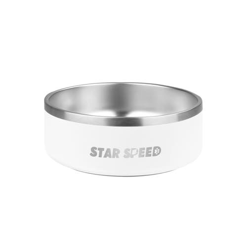 StarSpeed 42oz Stainless Steel Dog Bowls with Rubber Bottom Non-Slip Double Wall Metal Outdoor Dog Food and Water Bowls Weighted Insulated Pet Feeding Bowl for Small,Medium Sized Dogs or Cats - color: White, size: 42oz