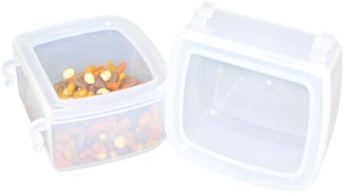 DryFur Pet Carrier Food Water Dish - Clear- Spill Resistant - Hook On Cups - Travel Kennel Bowls set of 2 (Small)