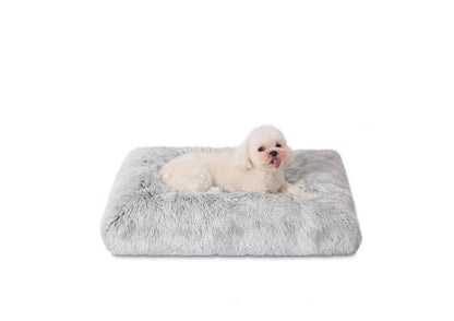 Bedfolks Waterproof Crate Bed, Plush Dog & Cat Bed with Removable Washable Cover, Faux Fur Kennel Pad, 21"x13", Grey - color: Grey, size: X-Small(21x13'')