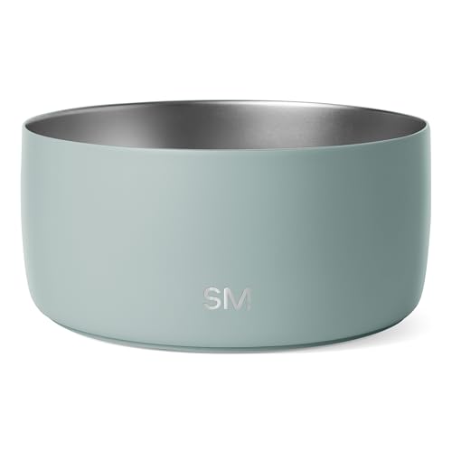 Simple Modern Stainless Steel Pet Water Bowl for Dogs & Cats | Insulated Stainless Steel Food Bowls for Dog Cat | No Tip No Slip BPA Free | Bentley Collection | Large (8 Cups) | Sea Glass Sage - color: -Sea Glass Sage, size: 8 Cups