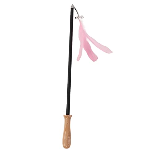 Retractable Cat Teaser Wand, 38.8in Telescopic Feather Toy with Carbon Fiber Rod and Bell for Indoor Kittens (Pink) - color: Pink