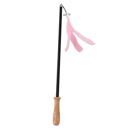 Retractable Cat Teaser Wand, 38.8in Telescopic Feather Toy with Carbon Fiber Rod and Bell for Indoor Kittens (Pink) - color: Pink