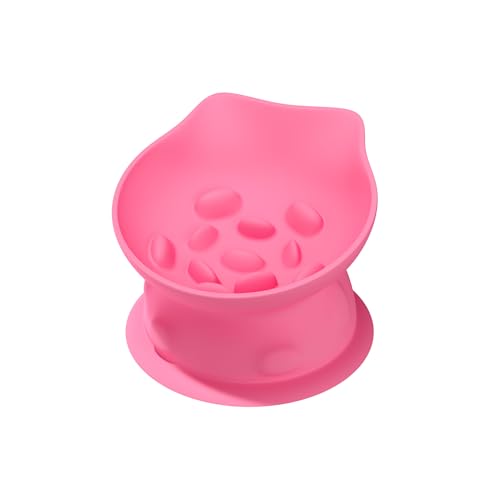 Slow Feed Cat Bowl, Elevated Cat Food Dish with Tilted Design, Dual-Use for Dry and Wet Food, Anti-Vomit, Anti-Choking, Easy to Clean - color: Pink, size: Big