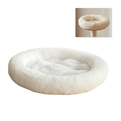 SHENGOCASE 14" Fluffy Faux Fur Cat Tree Tower Replacement Bed Cushion Pillow with Hook Tapes, Round Donut Cuddler Cat Dog Bed for Desk Table - color: White, size: 14"