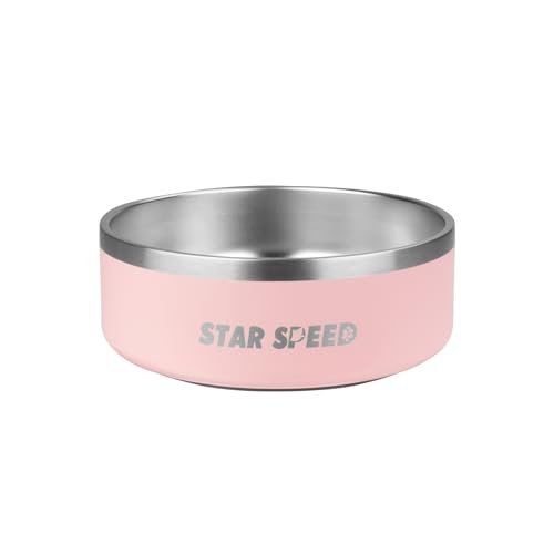 StarSpeed 42oz Stainless Steel Dog Bowls with Rubber Bottom Non-Slip Double Wall Metal Outdoor Dog Food and Water Bowls Weighted Insulated Pet Feeding Bowl for Small,Medium Sized Dogs or Cats - color: Pink, size: 42oz