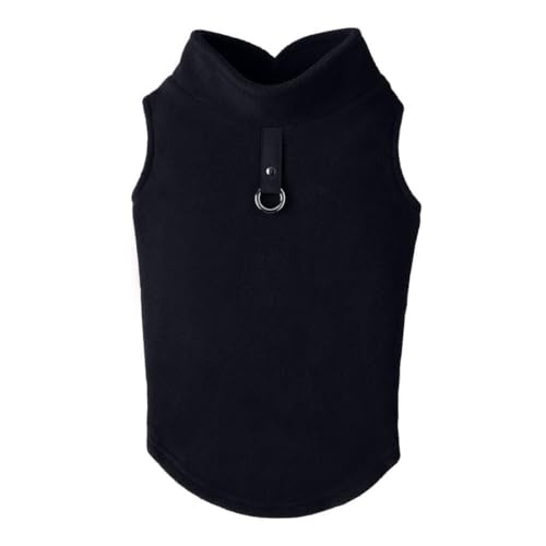 Gooby - Fleece Vest, Small Dog Pullover Fleece Jacket with Leash Ring, Black, Small - color: Black, size: Small (Around 6-lb)