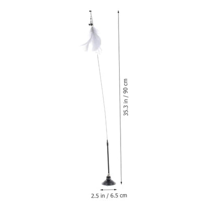 Interactive Cat Teaser Wand with Bell and Plume Head Cat with Suction Cup Base Promotes Exercise and Stress Relief Enhances Bonding and Healthy Playtime