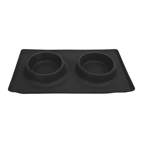 GLOGLOW Nan Dog Bowls with Non Slip Silicone Mat, Stainless Steel Double Bowls Set, Foldable for Small Medium Dogs and Cats Dog Daily Necessities (Black)