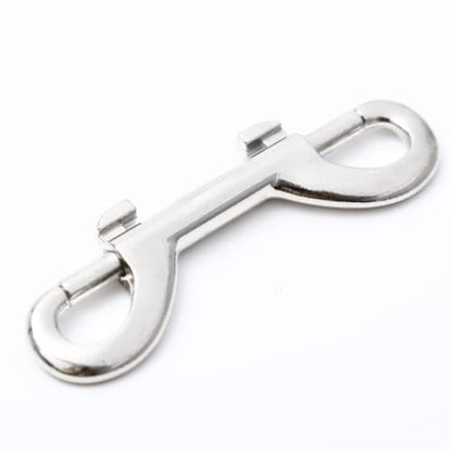 2 Pcs Double Ended Lead for Dogs, Bolt Snap Hooks Zinc Alloy Double End Clip Silver Diving Clip Trigger Snaps for Diving Dog Leash Key Chain Horse Tack Pet Feed Buckets
