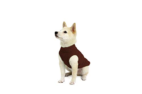 Gooby Stretch Fleece Vest Dog Sweater - Brown, X-Small - Warm Pullover Super Stretchy Fleece Dog Jacket for Small to Large Dogs - color: Brown, size: X-Small Length (7")