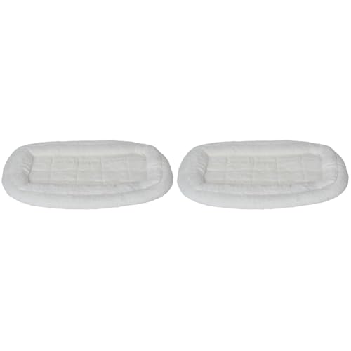 Midwest Homes for Pets Double Bolster Pet Bed | 22-Inch Dog Bed Ideal for XS Dog Breeds & fits 22-Inch Long Dog Crates (Pack of 2) - color: White Plush, size: 21.8"L x 12.3"W x 3.8"Th (Pack of 2)