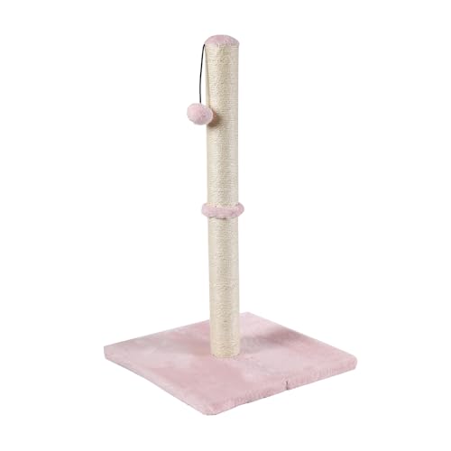 Dimaka Tall Cat Scratching Post, Claw Scratcher with Sisal Rope and Covered with Soft Smooth Plush, Vertical Scratch [Full Strectch] for Standard Size Cats (Pink, 34 inches for Large Cats) - color: Pink, size: 34 Inches for Large Cats