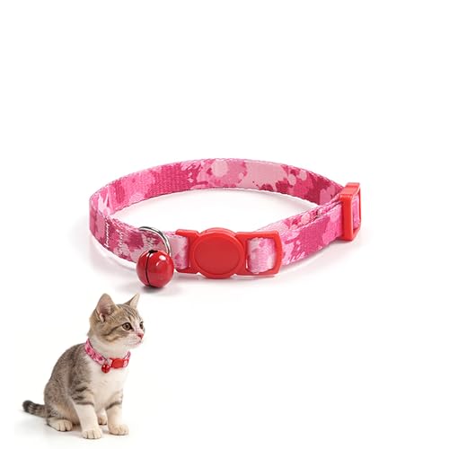 Breakaway Cat Collar with Bell,Adjustable Woven Kitten Collar for Small Cats,Lightweight Safety Buckle Cat Necklace,Cute Decorative Polyester Collar for Indoor Girl or Boy Cats (Red) - color: Red